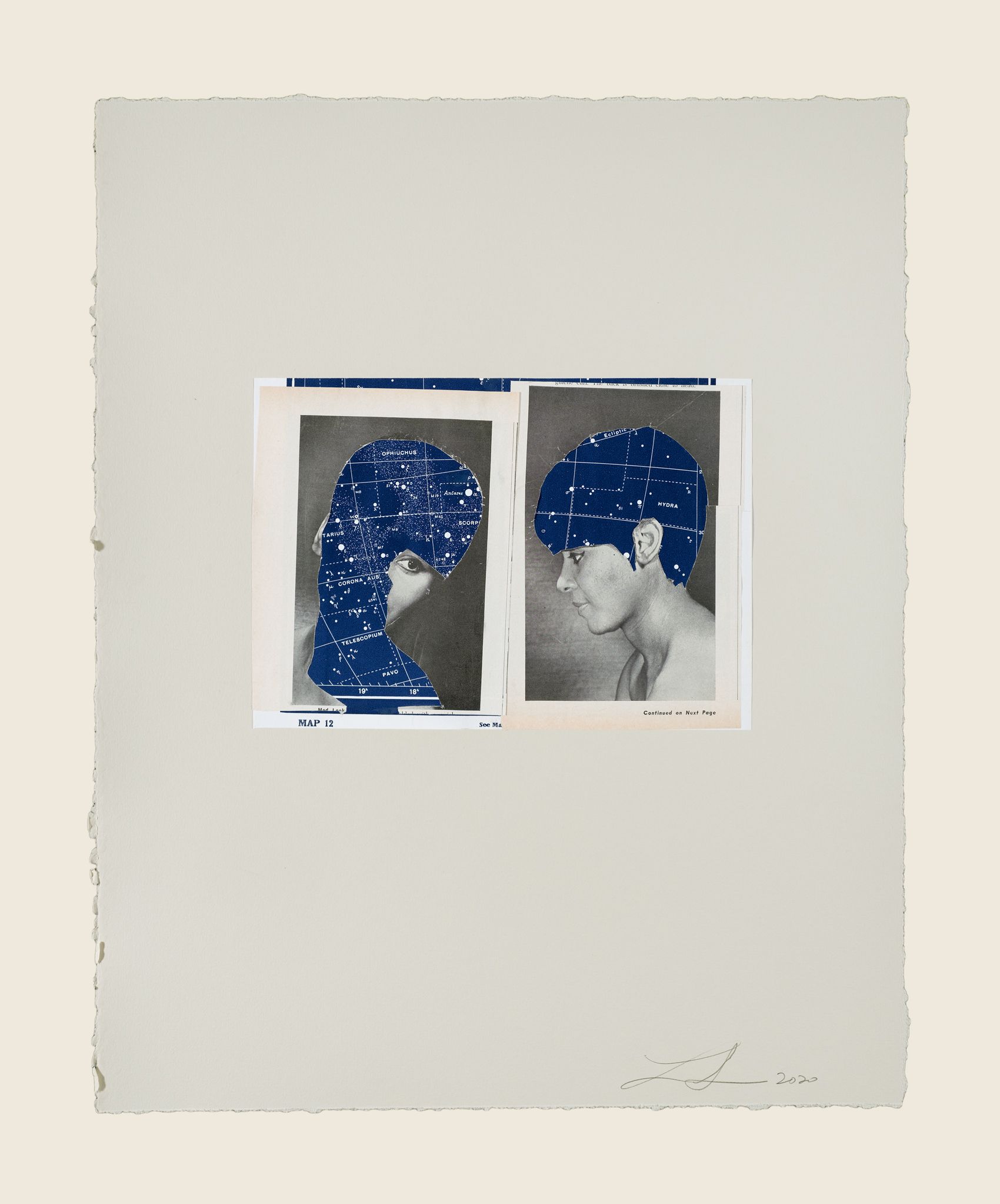 Collage on paper - 19 1/4 x 15 1/4 in (48.9 x 38.7 cm) Loose Time In That Abyss, 2020