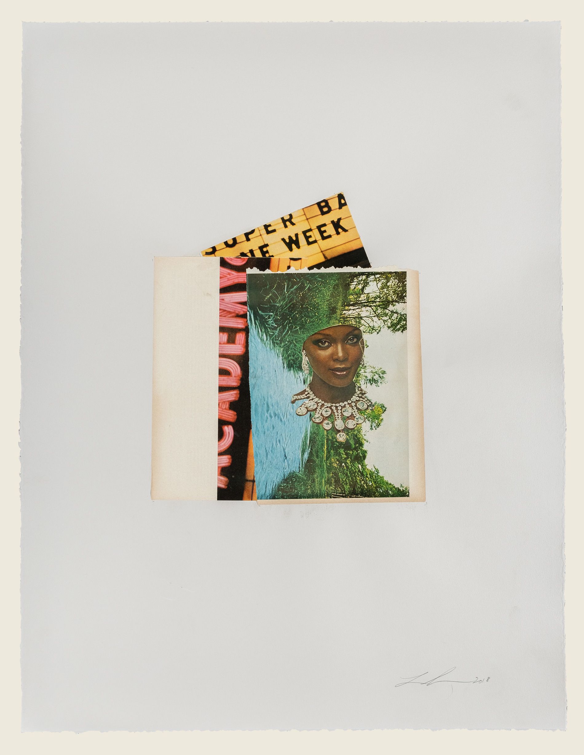 Collage and ink on paper - 31 x 24 x 1 5/8 in (78.6 x 61.1 x 4.1 cm) framed - Photo credit James Wang Riunite & Ice #26, 2018