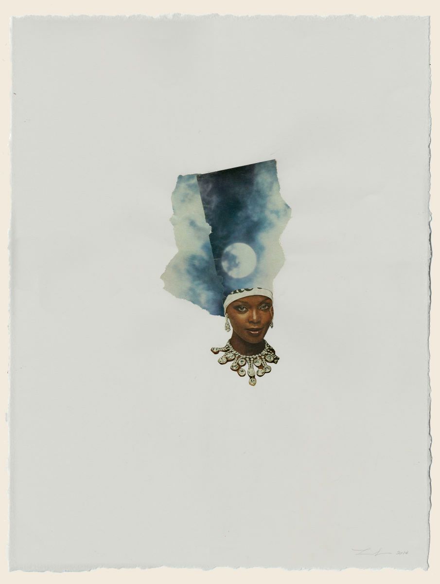 Collage and ink on paper -  31 x 24 x 1 5/8 in (78.6 x 61.1 x 4.1 cm) framed Riunite & Ice #11, 2014