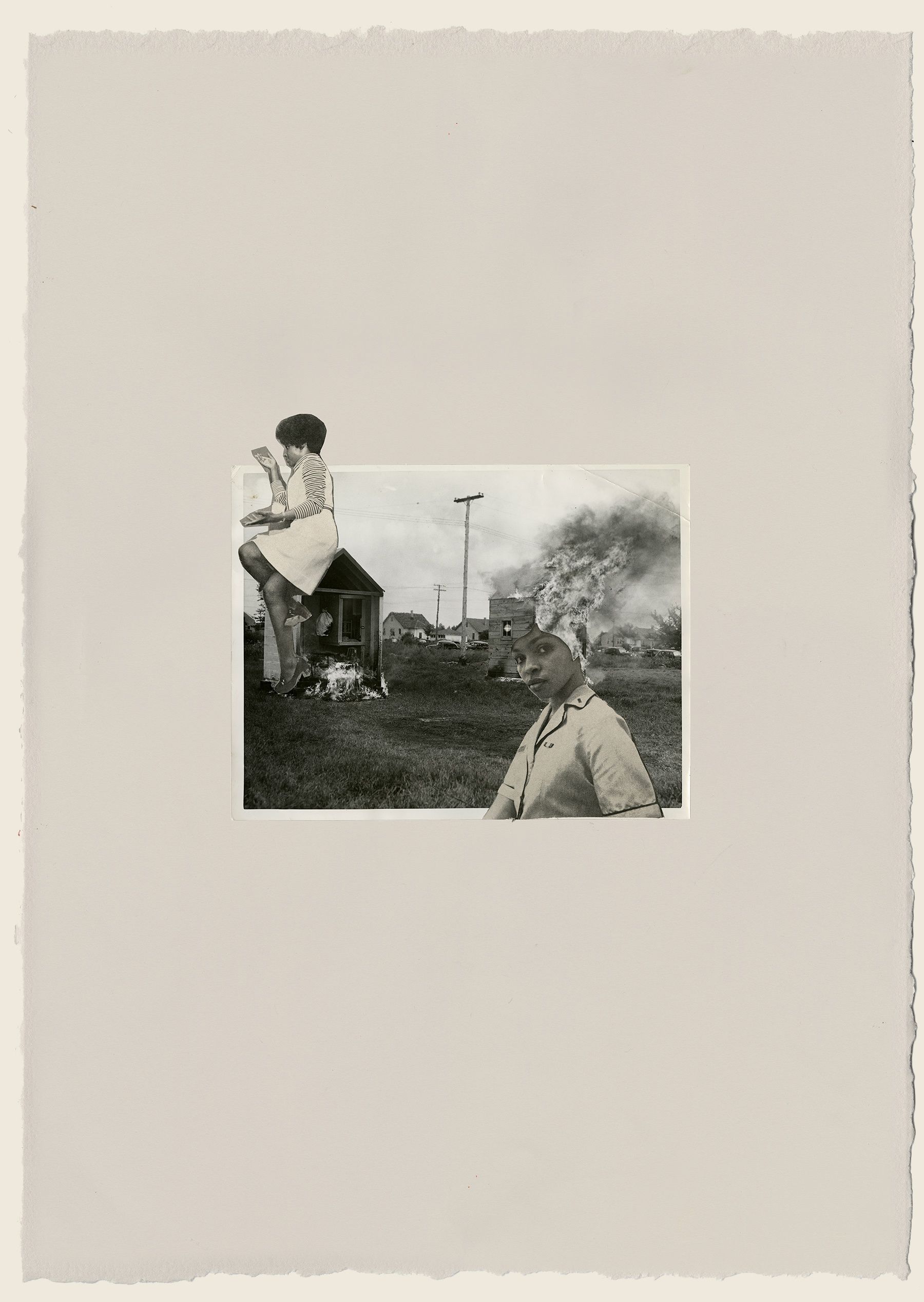 Found photograph and collage on paper - 29 1/2 x 21 5/8 in (74.9 x 54.9 cm) Suburbs, 2016