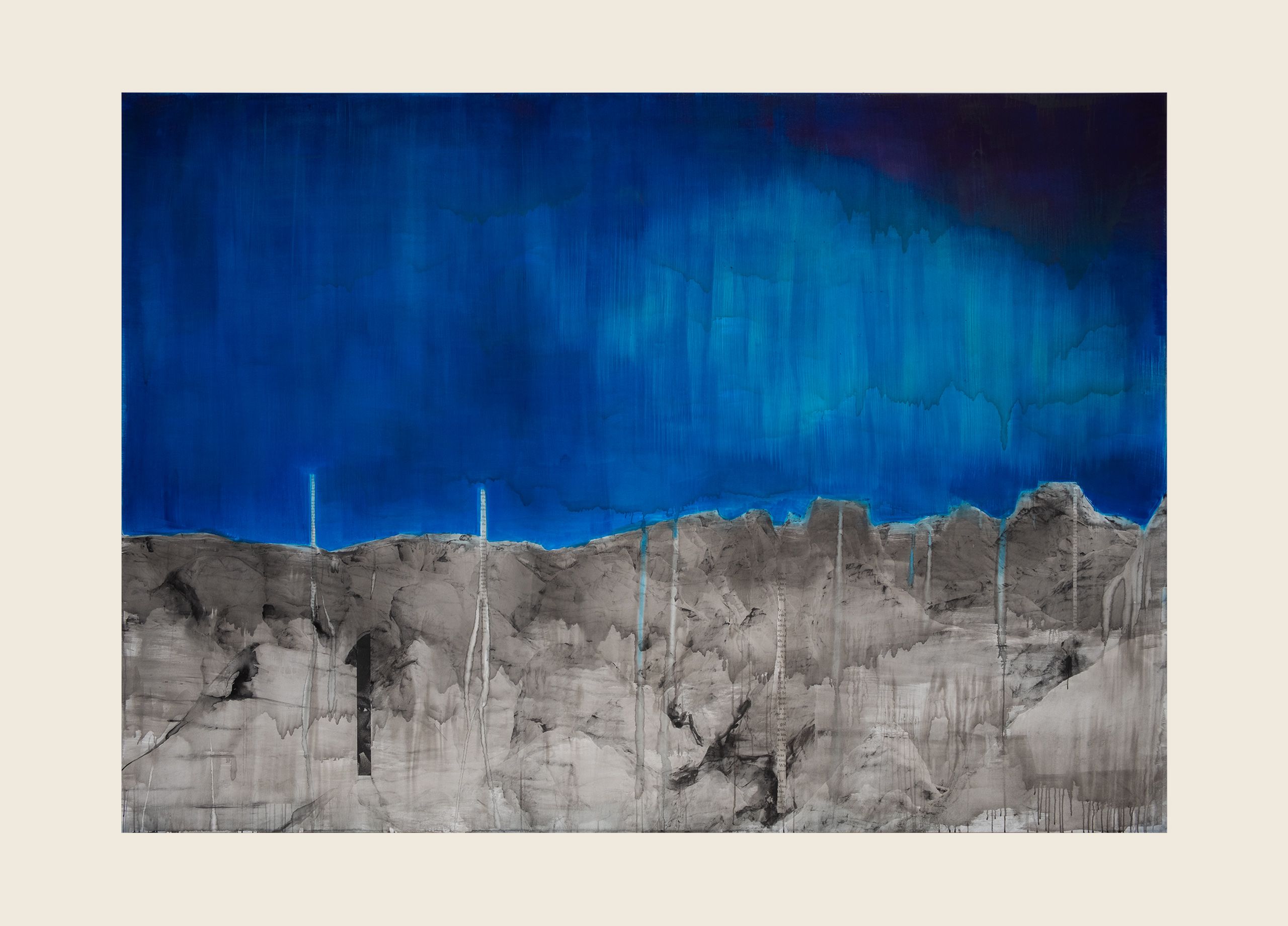 Ink and screenprint on gessoed fiberglass 102 x 144 x 1 3/8 in (365.8 x 259.1 x 3.5 cm) Lightning, 2021