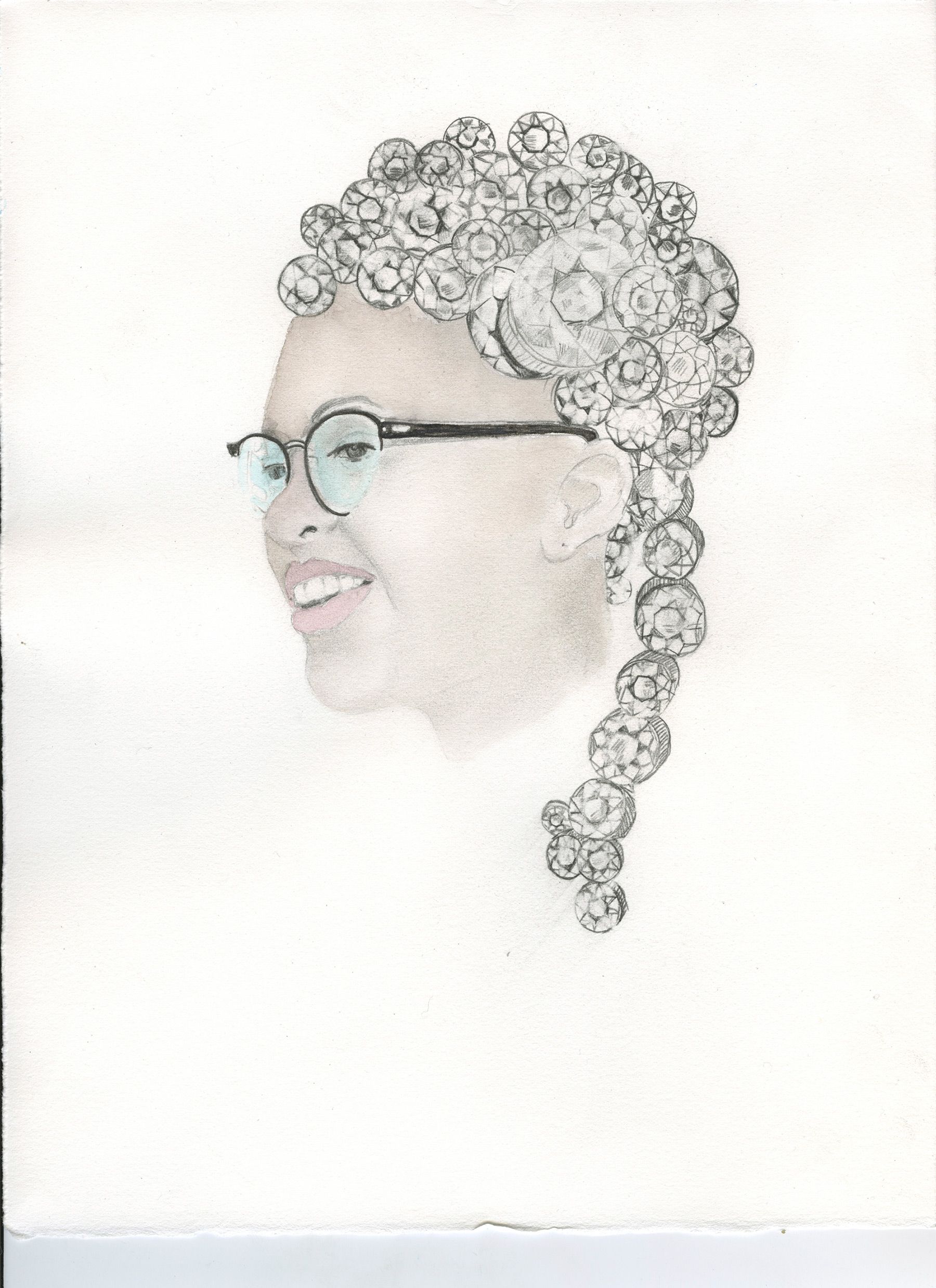 Graphite and ink on log paper - 11 x 8 1/2 in (28 x 21.6 cm) Barbara 1Y, 2007