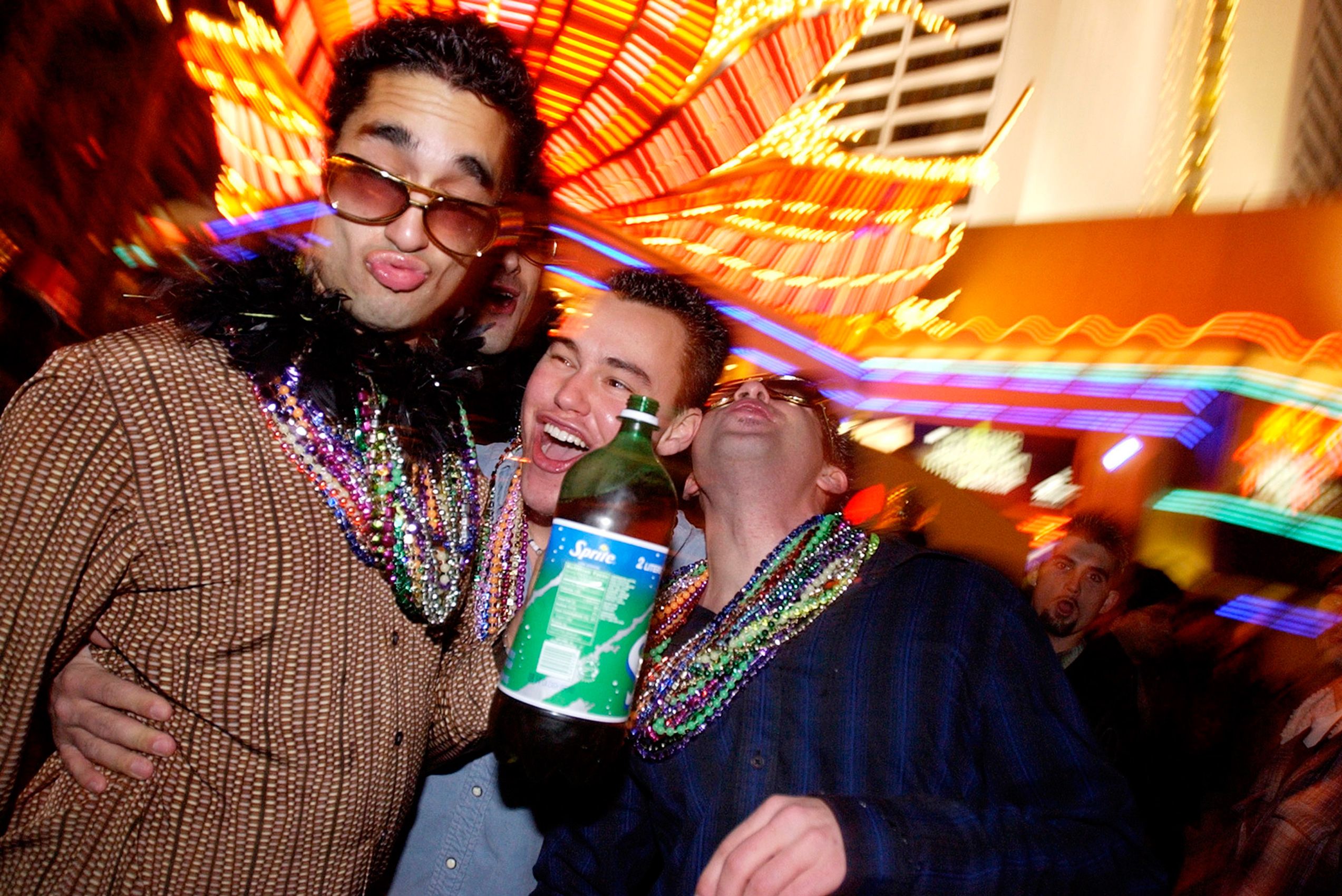 People celebrate New Year's Eve on The Las Vegas  Strip on Wednesday, Dec. 31, 2003.  New Year's Eve Las Vegas