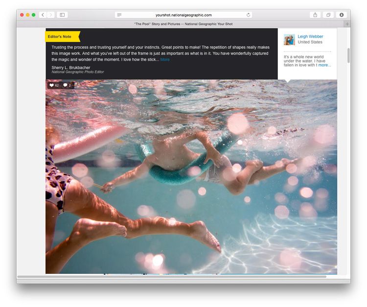 Leigh Webber's underwater photograph on National Geographic