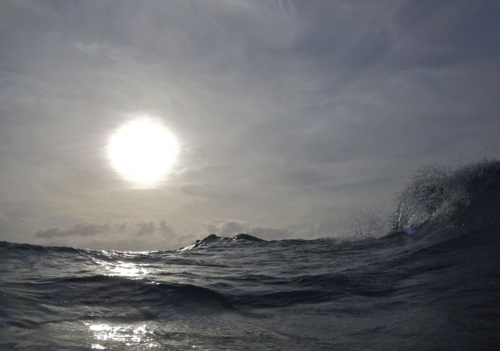 Silver wave. Surfer's view. Ho'okipa, Maui