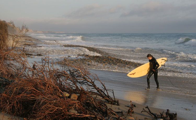 end of surf session. san onofre, california