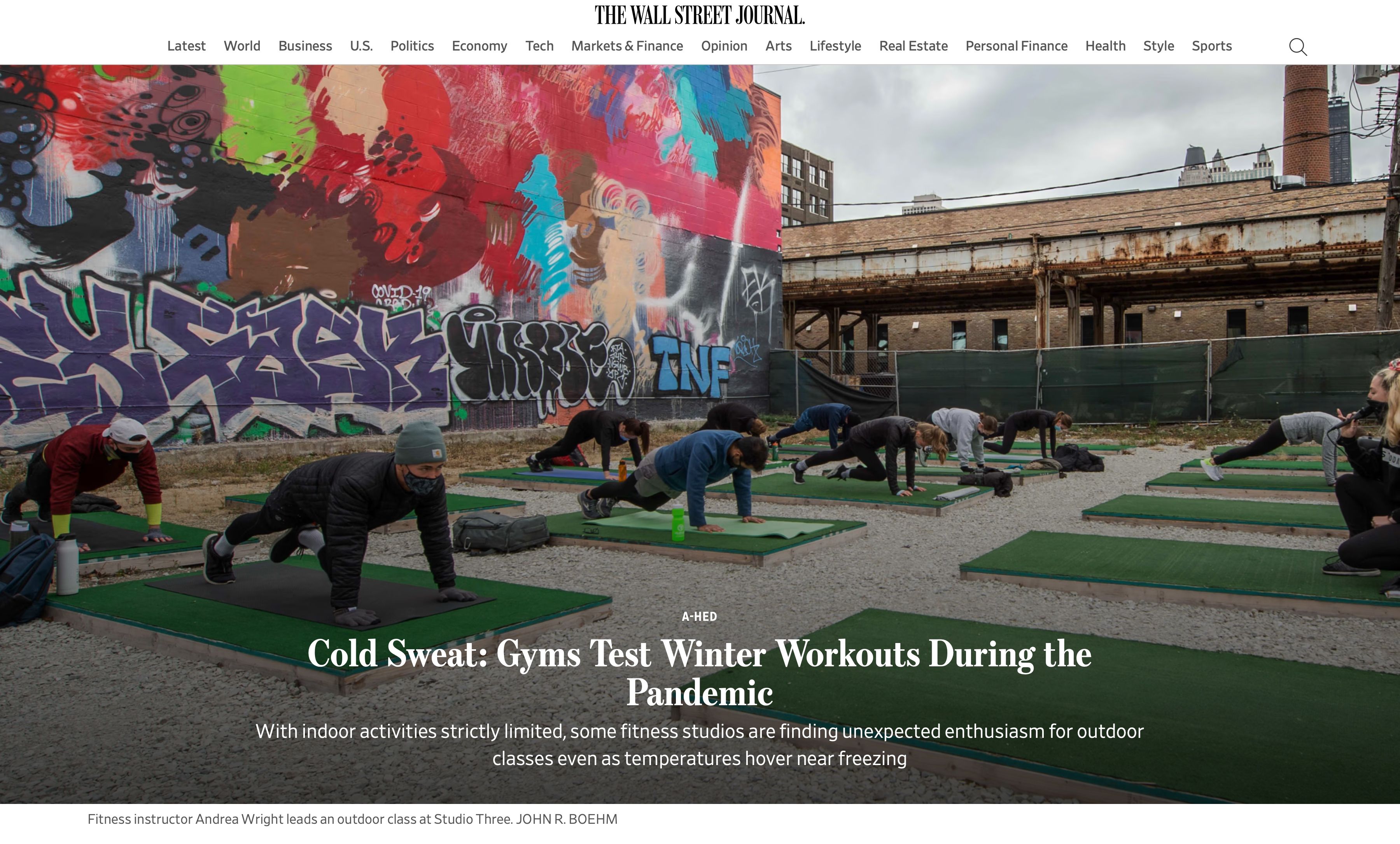 Wall Street Journal Winter workout during covid.