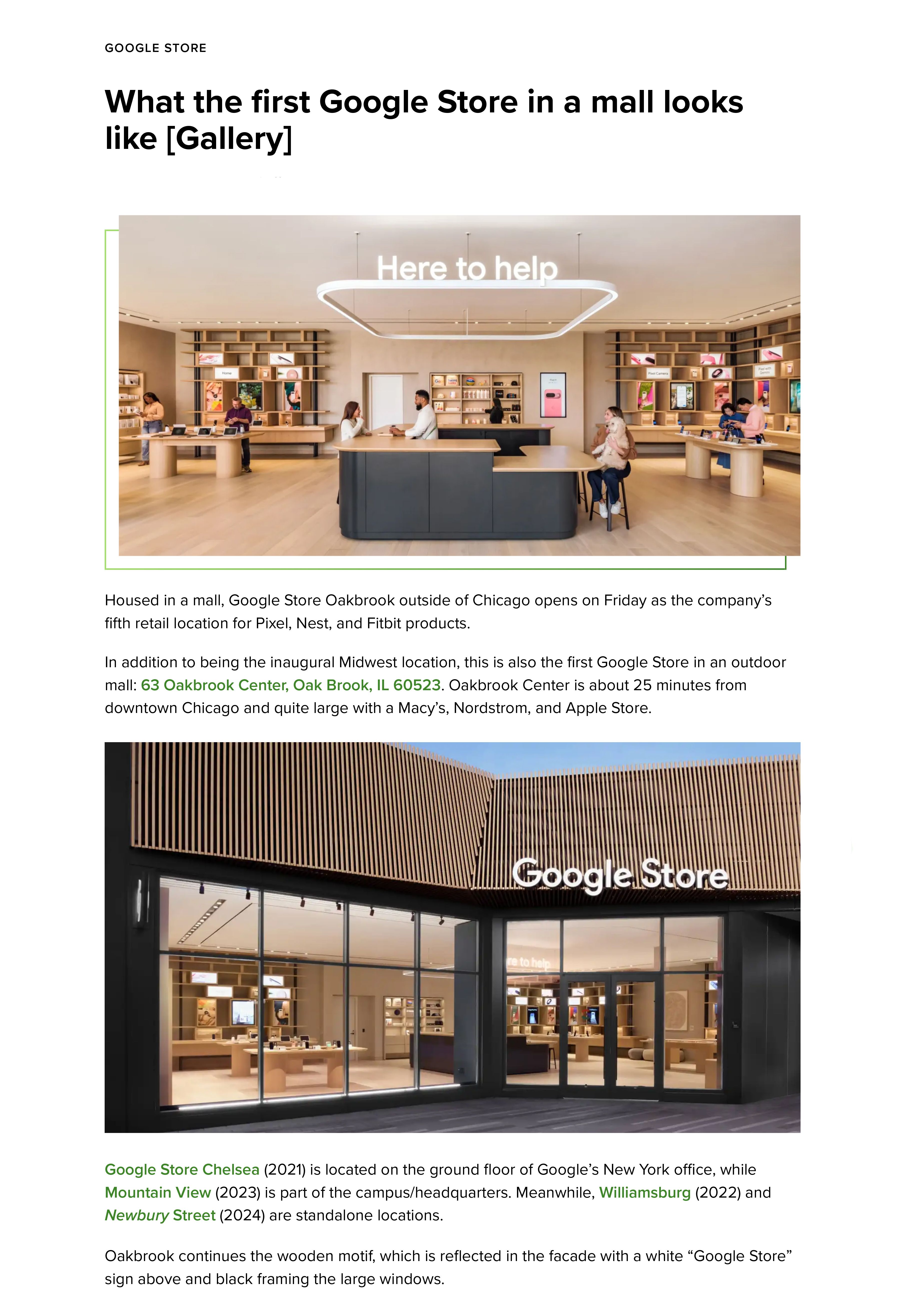  First Google Store in a mall 