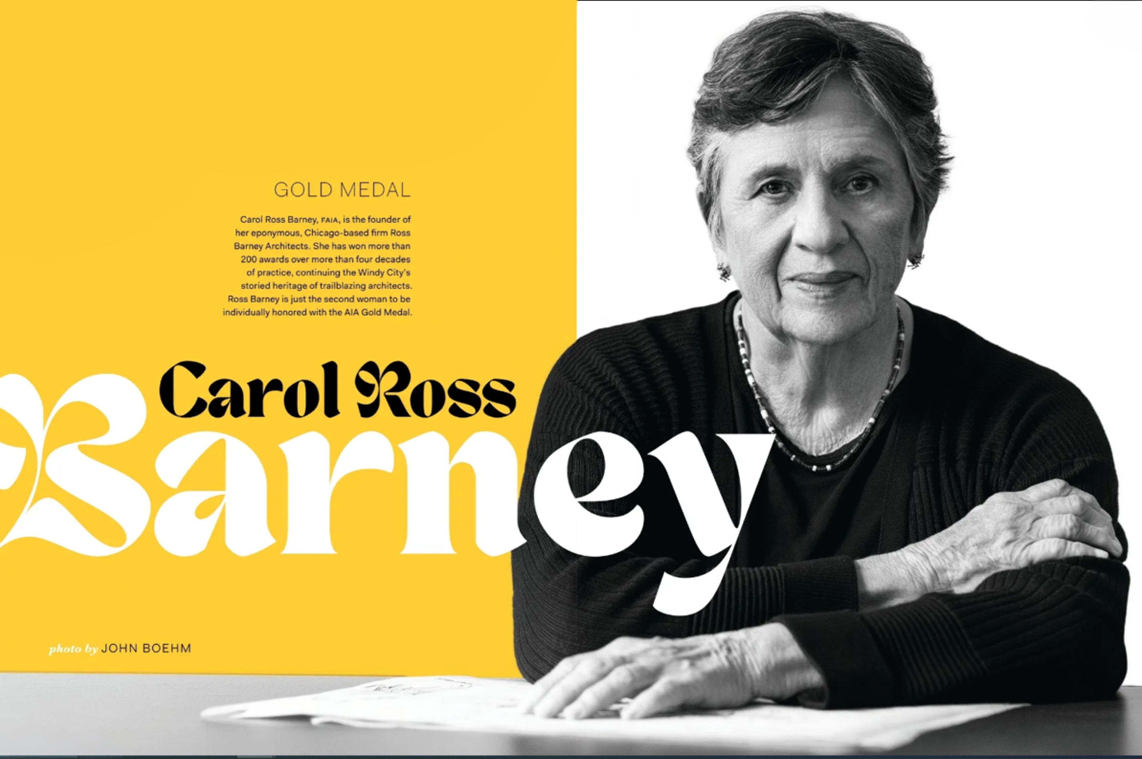 Carol Ross Barney, FAIA, HASLA, is the recipient of the 2023 American Institute of Architects Gold Medal.