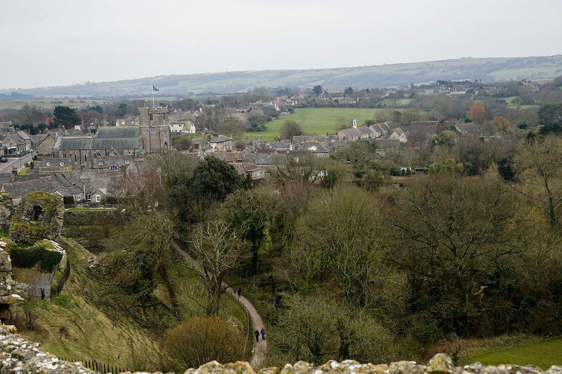 Digital PhotographCorfe, England, UK A Caslte's View of the English Countryside