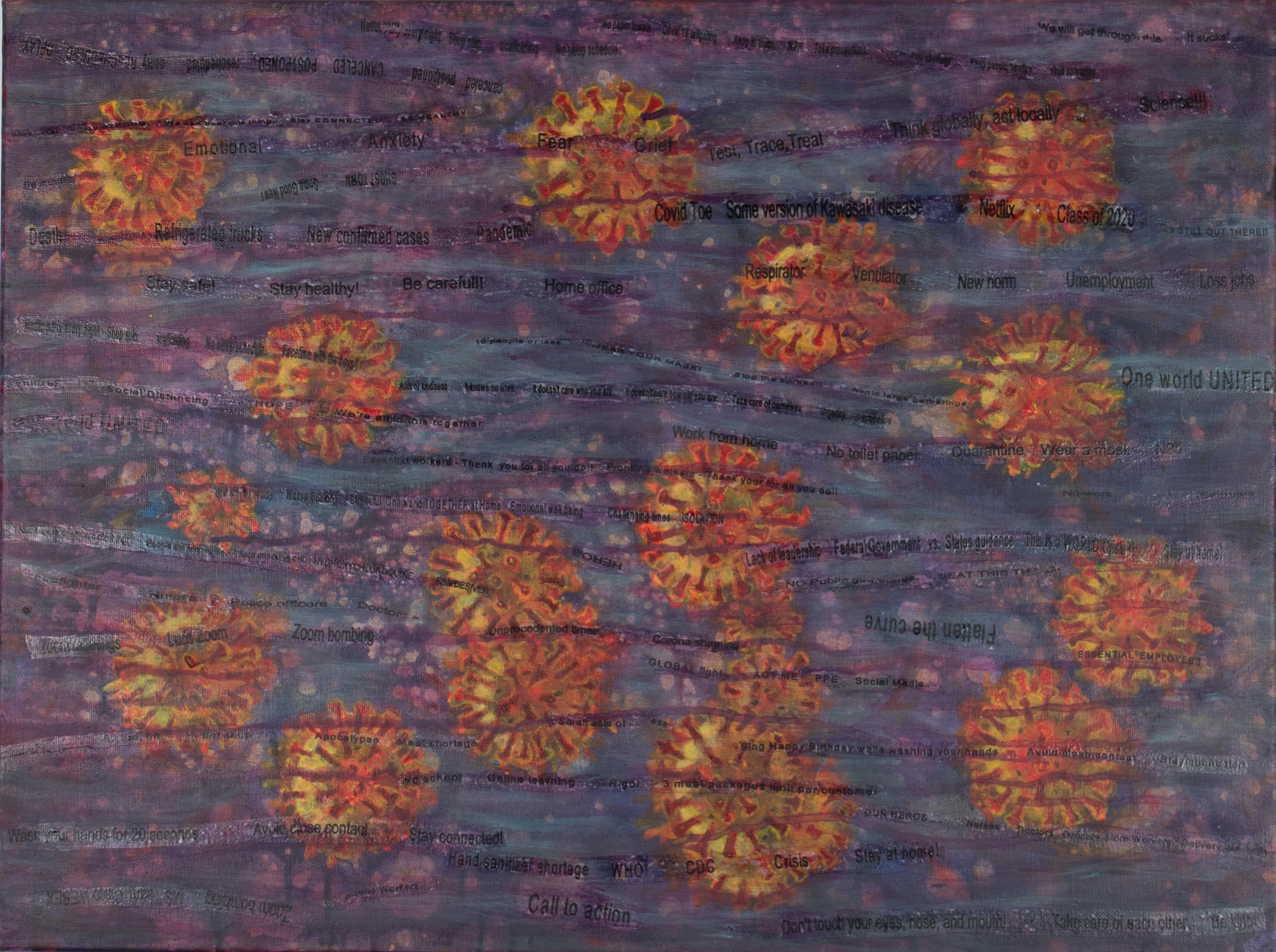 18x24 Acrylic on Canvas Covid 2020 WORDS