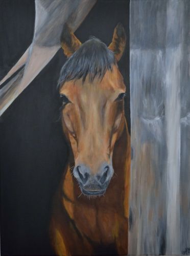 18 x 24 Acrylic on Canvas Before the Race