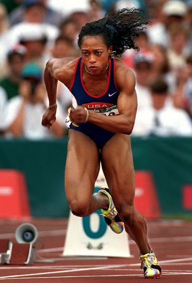 Olympic sprinter Gail Devers, a three-time Olympic 100-meter champion, during the Atlanta Summer Olympic Games. GAIL DEVERS