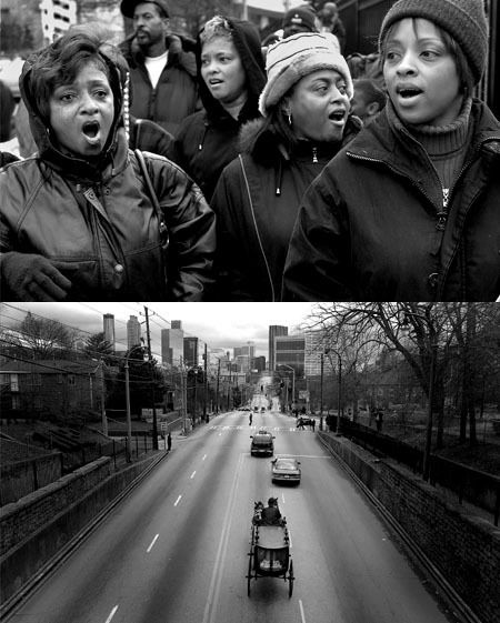 The singing of civil rights songs passed the time as people waited in line to view her body inside the rotunda of Georgia's State Capitol. 1Coretta2.jpg