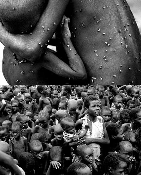 The Bahr el Ghazal region of Southern Sudan was the epicenter of a famine in 1998 that threatened over 800,000 people with death. The village of Ajiep, a focus of Western aid, once had a population of under 5,000. But nearly four times as many had gathered around the village in the hope of receiving food. SUDAN FAMINE