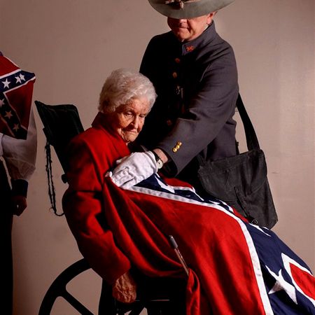 The last remaining Civil War widow, Alberta Martin, 96, is covered with the Confederate battle flag. Martin died one year after this picture was taken at the age of 97. LAST CIVIL WAR WIDOW