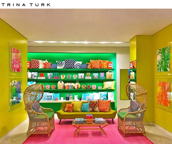 PALM FRONDS artwork featured in the Trina Turk Boutique in Charlotte, NC. Interior by Catherine M. Austin Interior Design.