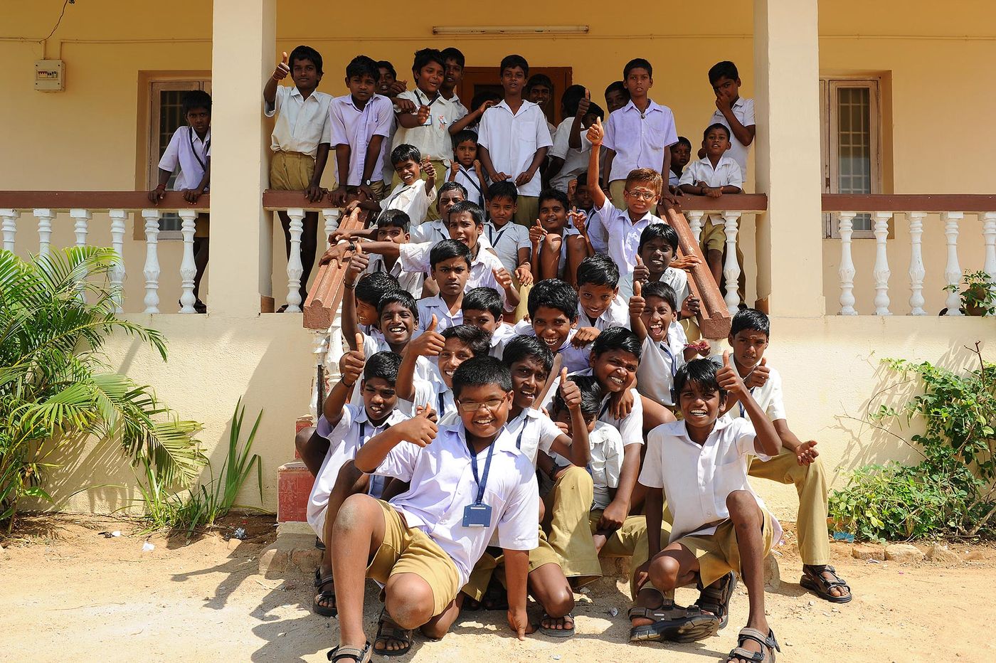 Nearby village students with their new shoes