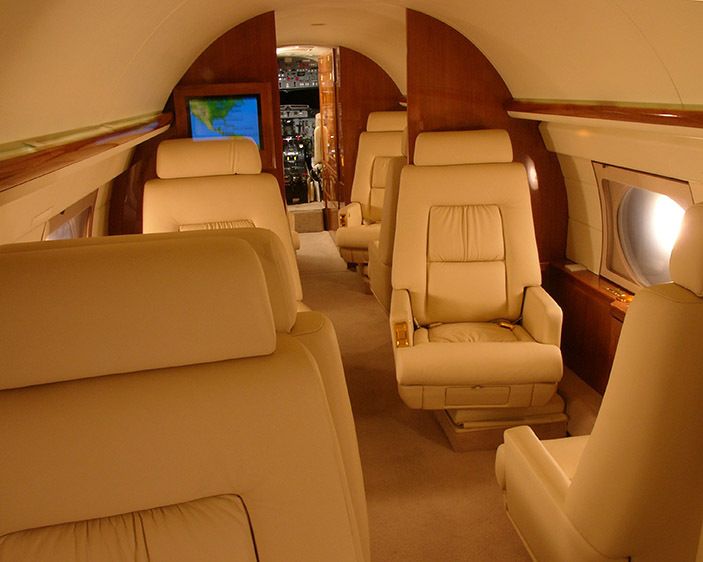 Interior of Gulfstream jet.