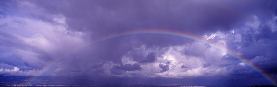 Rainbow, Rain, Storm Clouds