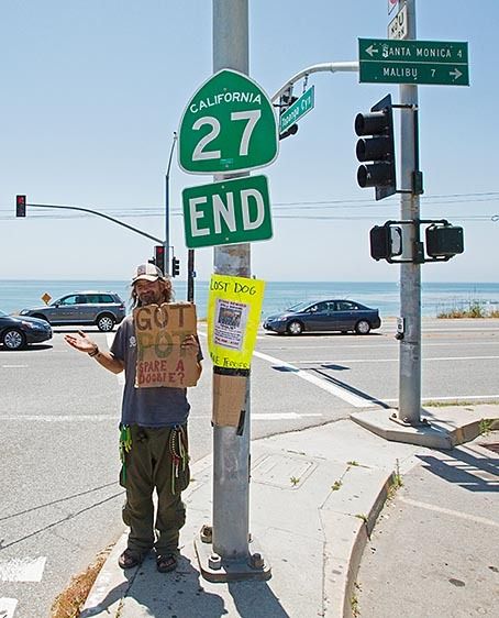 Homeless man willing to exchange pot for food.