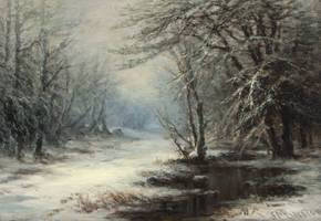 SUSIE M. BARSTOW (1836-1923)
A November Frost in the Mountains
Oil on canvas
14 x 20 inches
Signed lower right SUSIE M. BARSTOW A November Frost in the Mountains Unframed