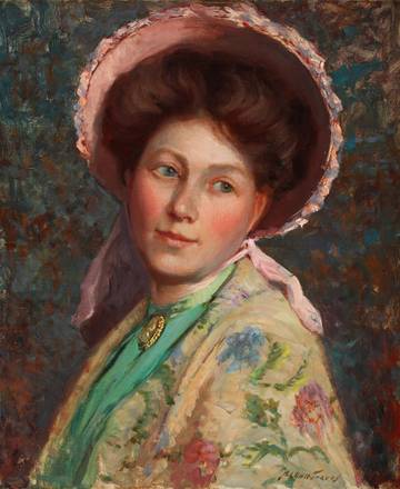Abbott Fuller Graves Portrait of a Woman in a Floral Coat 