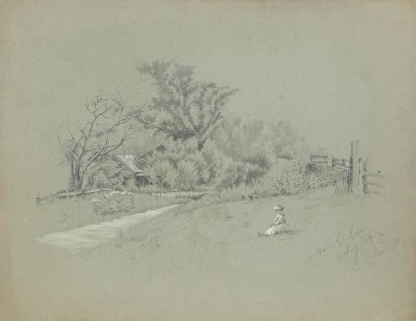 Marion “Minnie” Robertson Beers Brush Child sitting in a Landscape 