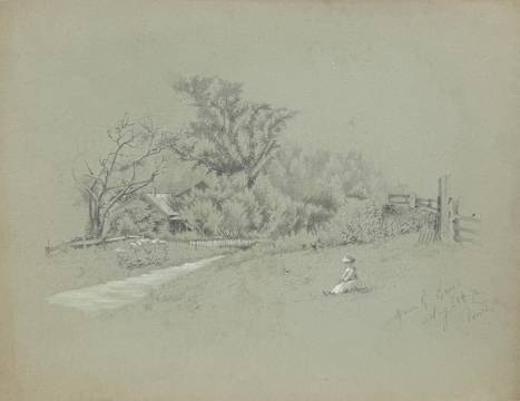 Marion “Minnie” Robertson Beers Brush Child sitting in a Landscape 