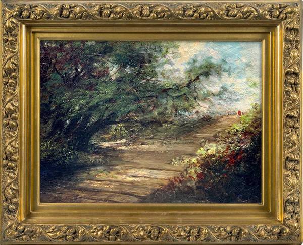 Mary Lord Stevens (1833–1920) Path through the Forest Oil on paper mounted to board 10 x 14 inches Signed and dated 1903, lower right Mary Lord Stevens Path Through the Forest