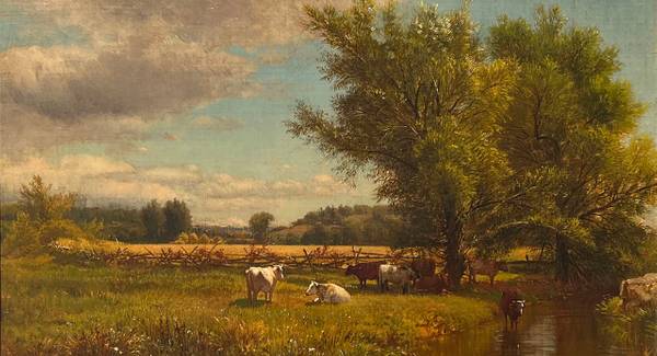 Aaron Draper Shattuck Landscape with Cows near a Stream, c. 1880