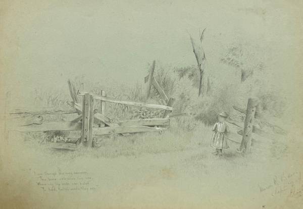 Marion “Minnie” Robertson Beers Brush 
Young Girl behind the Barn