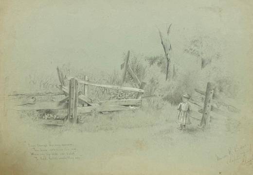 Marion “Minnie” Robertson Beers Brush 
Young Girl behind the Barn