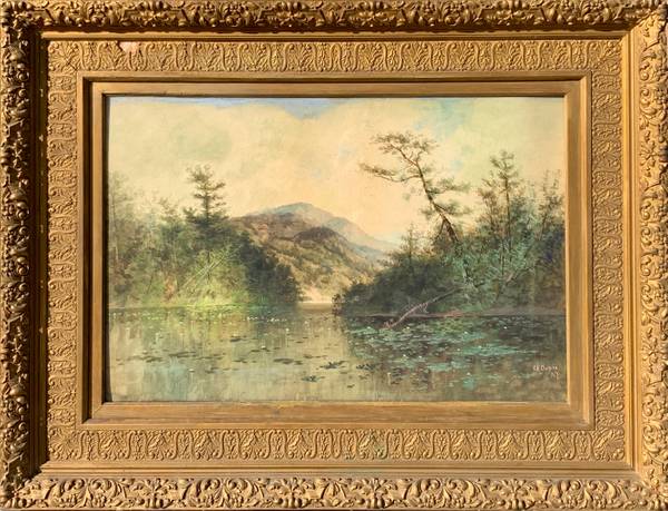 Charles Chapin (1830-1889)
Lake in the Adirondacks
Watercolor on paper
19 ½ x 29 ½ inches
Signed lower right
Charles Chapin Lake in the Adirondacks