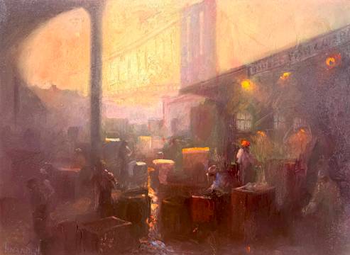 William H. Harnden Fulton Fish Market with Brooklyn Bridge