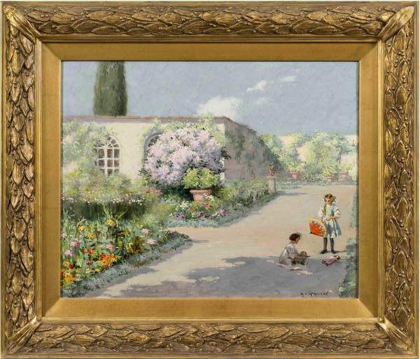 Mary Lane McMillan An Italian Garden, 1910
Oil on canvas
16 x 20 inches
Signed lower right Mary Lane McMillan An Italian Garden, 1910