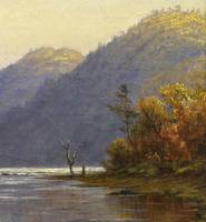 Kate W. Newhall (1840-1917)
Autumn on the Black Brook, 1876
Oil on canvas
6 x 10 inches
Signed and dated, recto and verso: Kate W. Newhall; 1876 Kate Newhall Autumn on the Black Brook, 1876