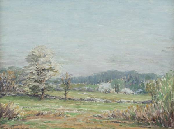 Mina Fonda Ochtman (1862-1924)
Apple Blossoms, Greenwich, CT
Oil on panel
12 x 16 inches
Signed lower left
Provenance: Collection of Louise and Alan Sellars Mina Fonda Ochtman Apple Blossoms Greenwich CT Unframed