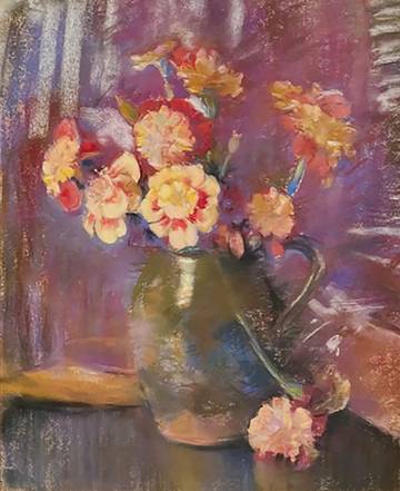 Laura Coombs Hills Still Life with Flowers in an Earthenware Jug 