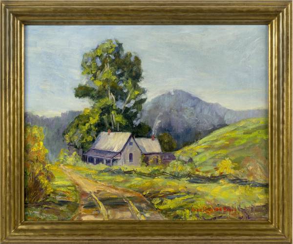 Hazel Barker Hayes (1894-1984)
House in a Mountain Landscape
Oil on canvas
16 x 20 inches
Signed lower right Hazel Barker Hayes House in a Mountain Landscape Framed