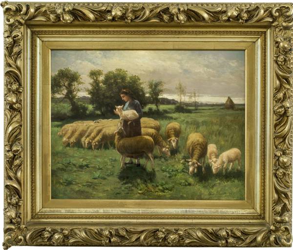 Elmer Ellsworth Garnsey (1862 - 1946)
Shepherdess in a Field, 1899
Oil on canvas
14 x 18 inches
Signed and dated 1899, lower right Elmer Ellsworth Garnsey Shepherdess in a Field