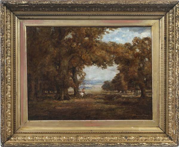 REBECCA C. BUCHANAN (Fl. 1870’s)
Autumn Landscape
Oil on canvas
17 3/4 x 23 7/8 inches
Signed lower right “R. Buchanan Christy” REBECCA C. BUCHANAN Autumn Landscape Framed