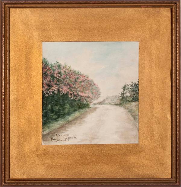 Clara G. Churchill (Fl. 1906)
Oleander, Bermuda
Watercolor on paper
10 ½ x 11 inches
Signed and inscribed with title, lower left Clara G. Churchill, Oleander, Bermuda Framed