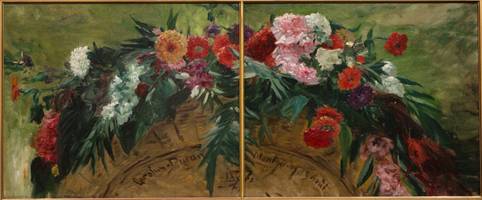CHARLES AUGUSTE ÉMILE CAROLUS-DURAN (1838-1917)
Bouquet de Fleurs, 1877
Oil on canvas
21½ x 51½ inches
Signed, dated and inscribed, lower center: “Carolus-Duran Montgeron 13 Août / 1877” Carolus_Duran_9_13_resized_unframed_website.jpg