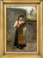 Anna E. Klumpke Young Lady with an Accordion, 1899