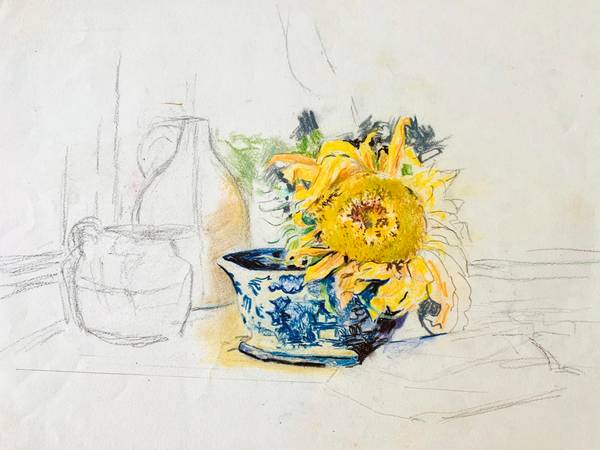 Mary Lane McMillan Sunflower in an Oriental Pot