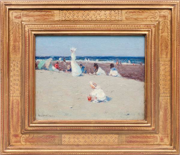 Hobart Nichols, Jr. (1869-1962)
On the Beach
Oil on panel
8 x 10 inches
Signed lower left Hobart Nichols, Jr. On the Beach Framed