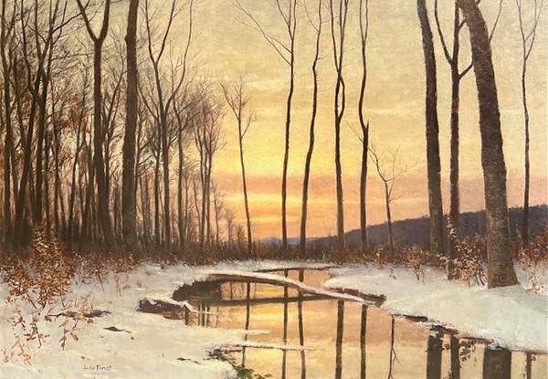 Lockwood DeForest (1850-1932) Winter Twilight Oil on board 21 1/2 x 29 1/2 inches Signed lower left Lockwood DeForest Winter Twilight