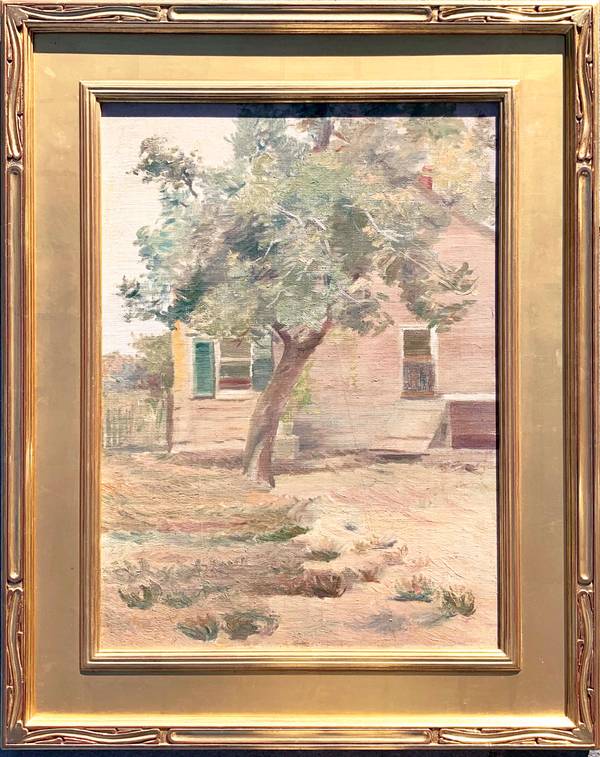 Mary L. Haines (1866-1951) House with Tree
Oil on canvas
23 x 17 inches
Signed verso Mary L. Haines House with Tree