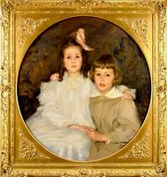 Lydia Emmet Field (1866–1952) Portrait of Elizabeth and Herbert Turner Oil on canvas 37 x 34 ½ inches Signed lower left Lydia Emmet Field Portrait of Elizabeth and Herbert Turner